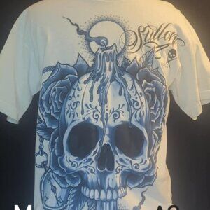 Sullen Men's T-Shirt -White Blue Skull Candle